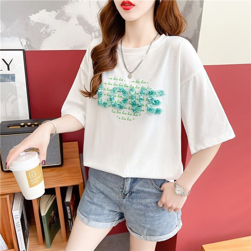 デザイン感 プリント チャーミング Tシャツ カットソートップス＜S-3151＞