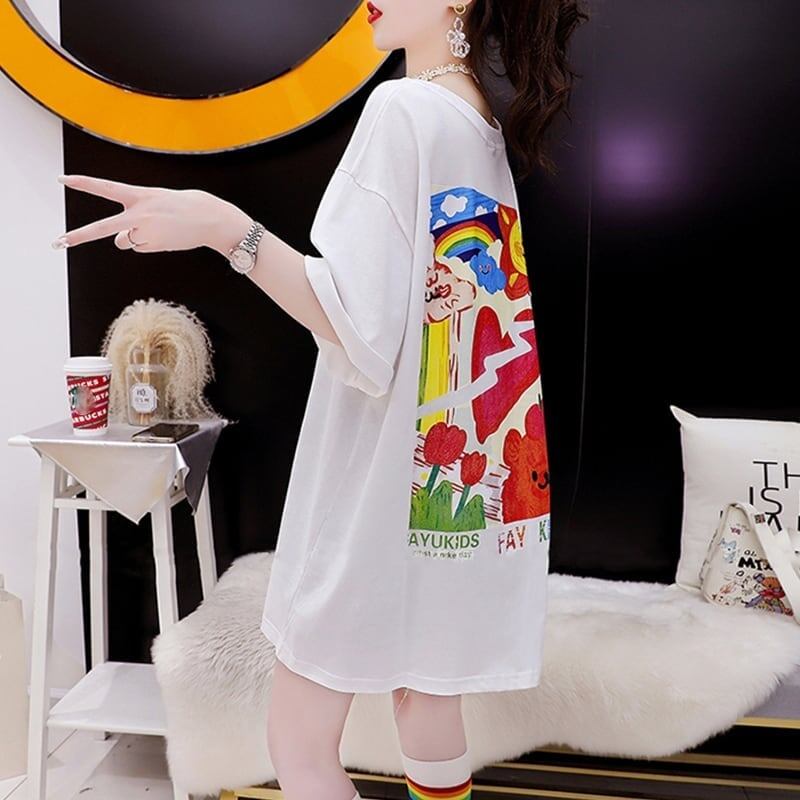 スタイリッシュ 切り替え 一目惚れ プリント Tシャツ カットソー＜S-3531＞