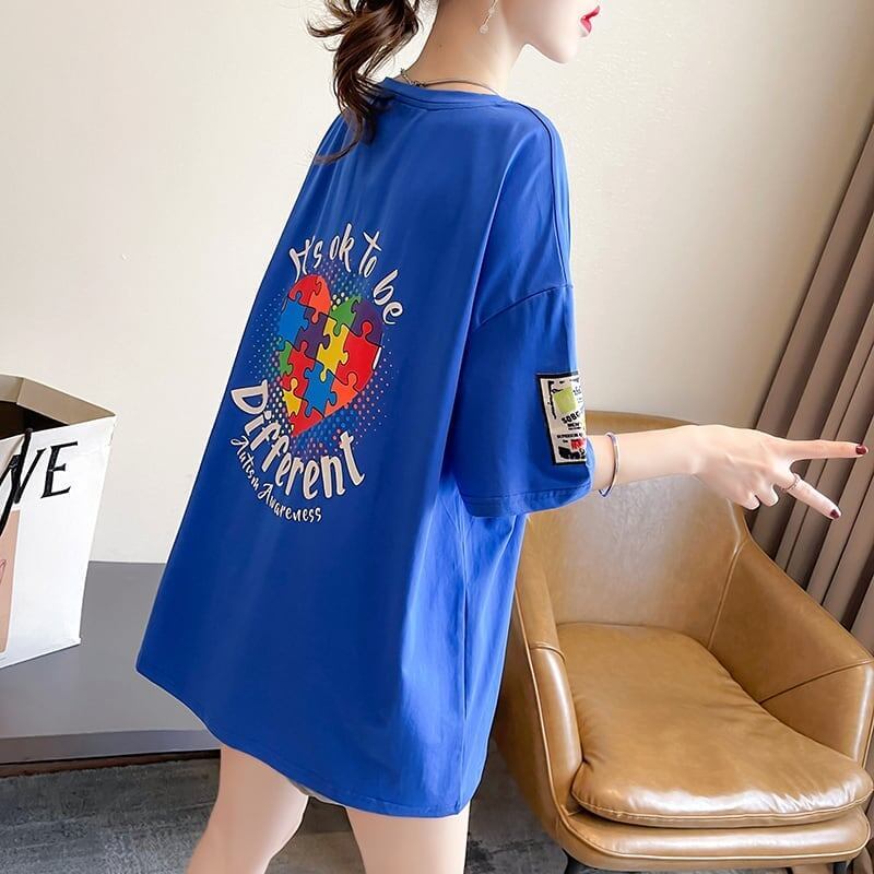 デザイン感 切り替え チャーミング プリント Tシャツ カットソー＜S-3409＞