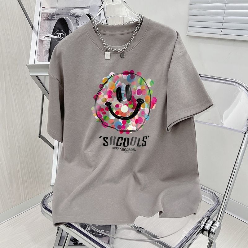 話題沸騰中 スマイリー カジュアル 半袖 Tシャツ <S-8651>