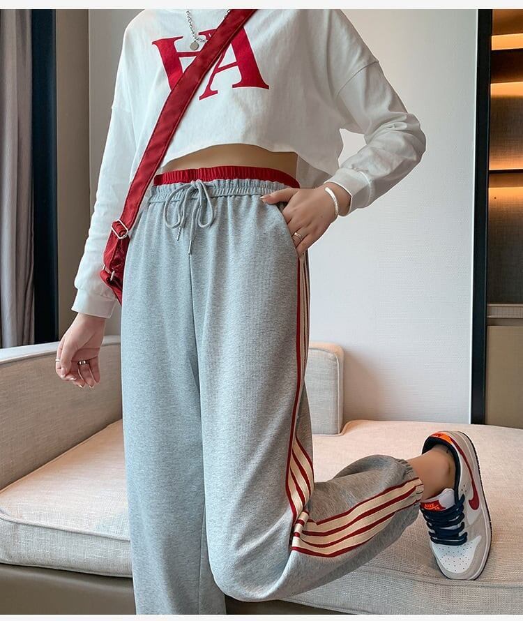 【半額！期間限定！！】定番シンプル 三色 ストライプ柄 スウェット ジョガーパンツ <S-4095>