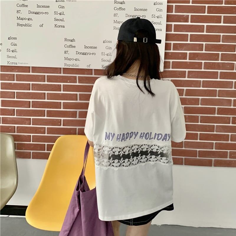 デザイン感 切り替え チャーミング プリント Tシャツ カットソー＜S-3538＞