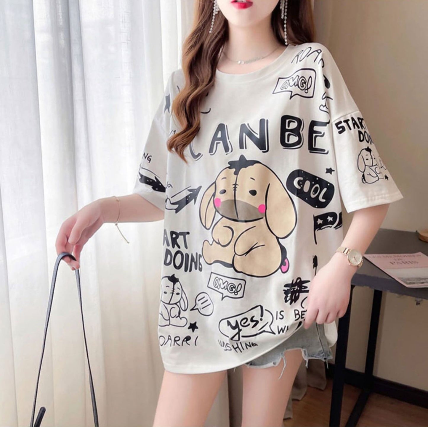【新商品】大注目 ビッグロゴ プリント ゆったりトップス 半袖Tシャツ 全3色＜S-4933＞