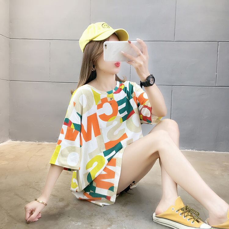 売り切れ必至 カラーマッチング 個性派 プリント全2色 半袖Tシャツ カットソー ＜S-8556＞
