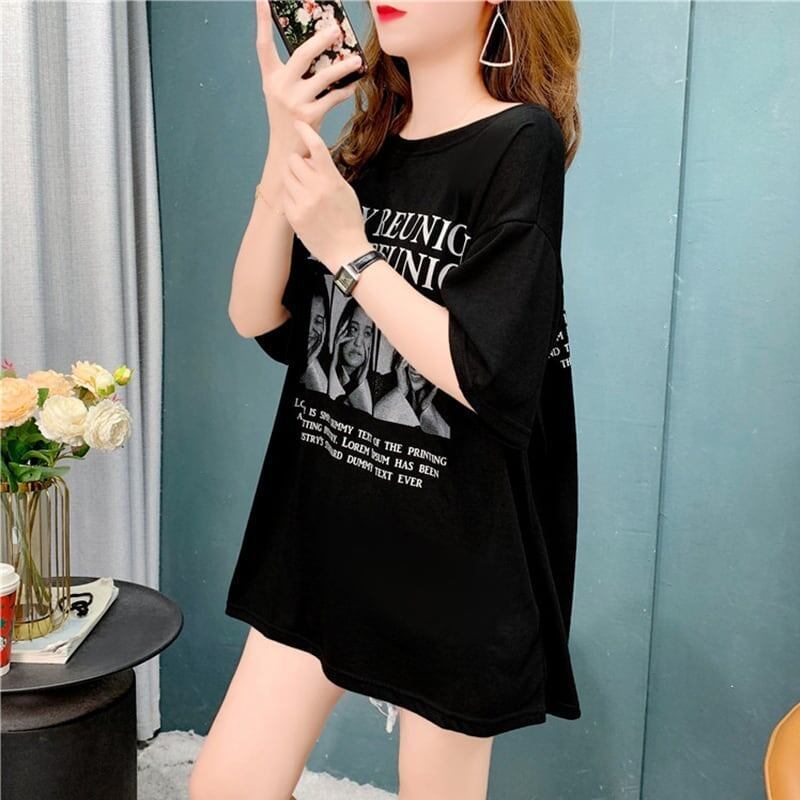 デザイン感 切り替え チャーミング プリント Tシャツ カットソー＜S-3517＞