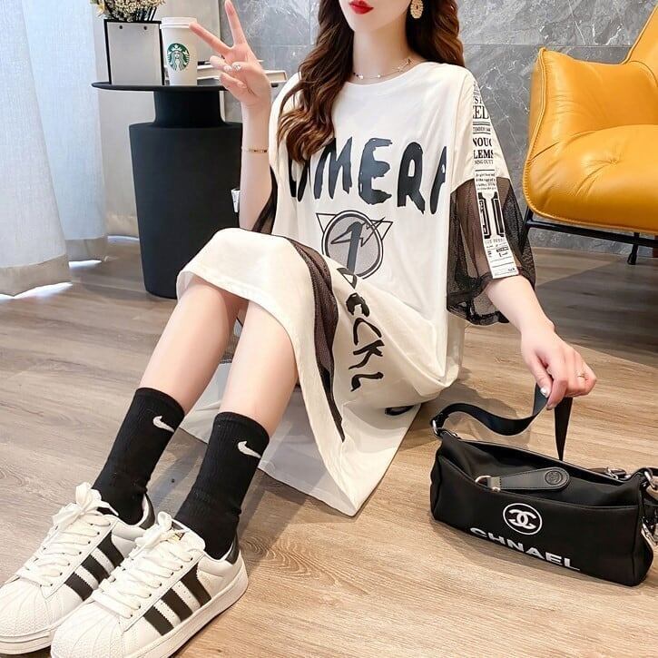 春夏新作 プリントTシャツ ロング アルファベット ＜S-2809＞