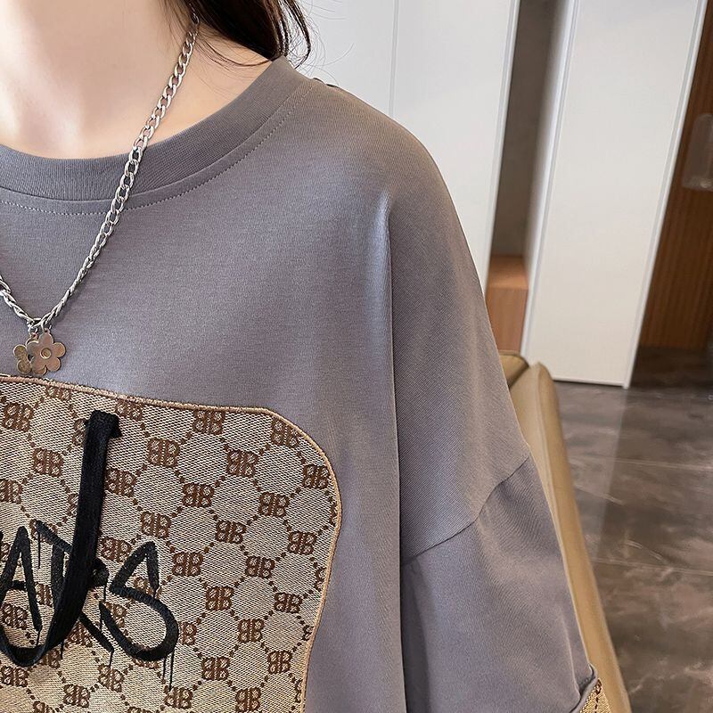 活躍する優秀アイテム 刺繍 個性的なデザイン 切り替え 2色選択 半袖 Tシャツ <S-9275>