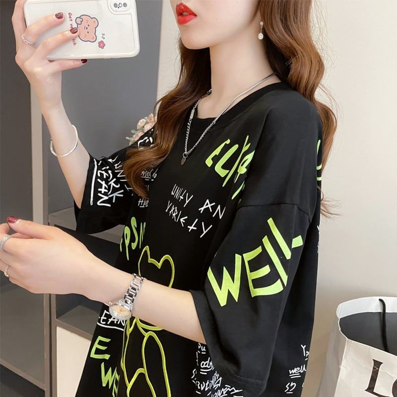 カジュアル 切り替え 好感度満載 プリント Tシャツ カットソー＜S-3543＞