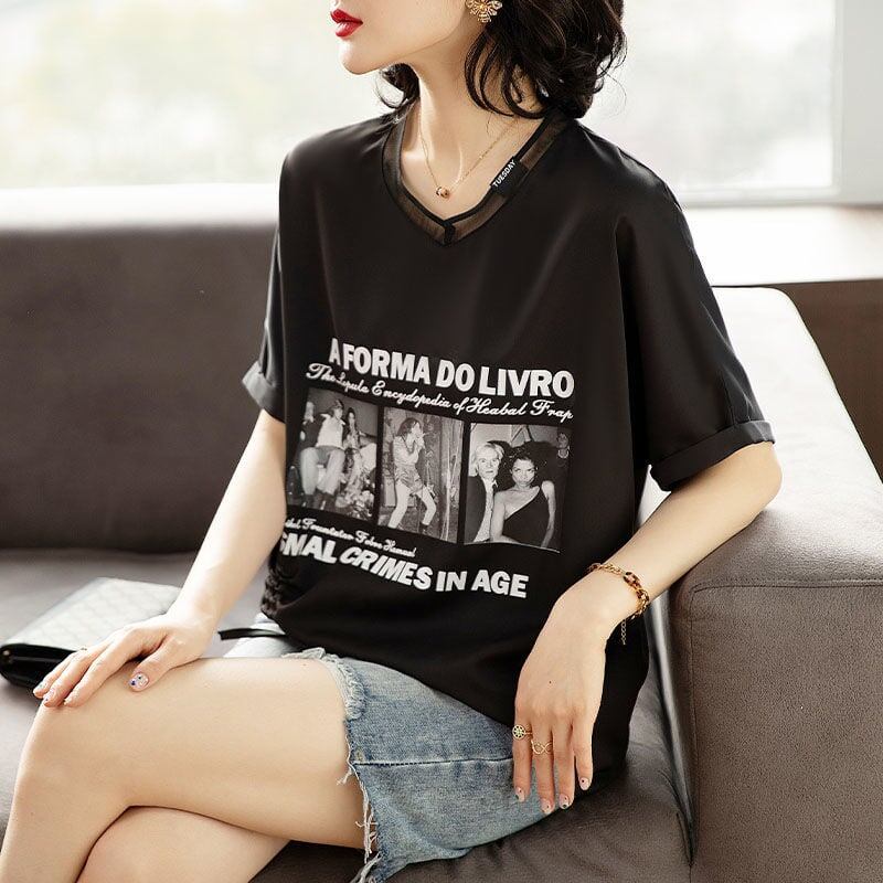 話題沸騰中 ファッション 着回し力抜群 プリント 2色選択 半袖Tシャツ＜S-8621＞