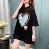 スタイリッシュ 切り替え 一目惚れ プリント Tシャツ カットソー＜S-3579＞