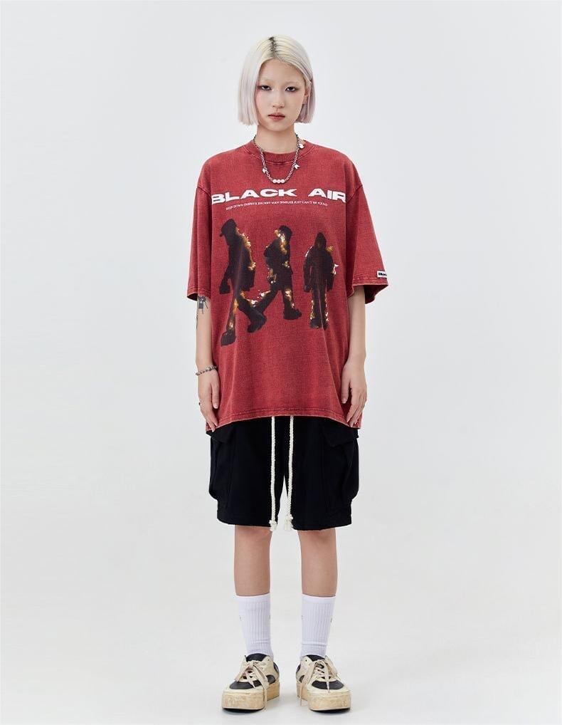 タイドブランド  アメリカンストリート レトロフレームプリントTシャツ<S-2905>