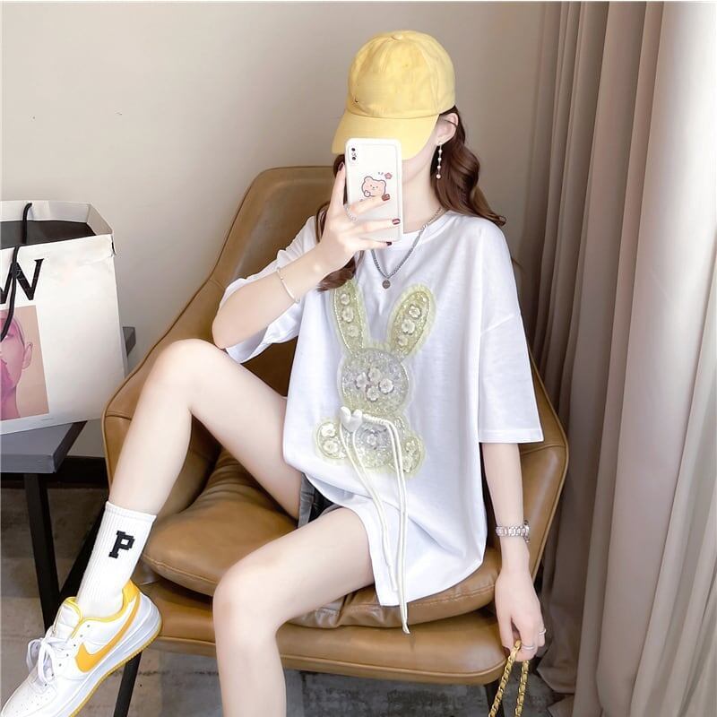 デザイン感 切り替え チャーミング プリント Tシャツ カットソー＜S-3425＞