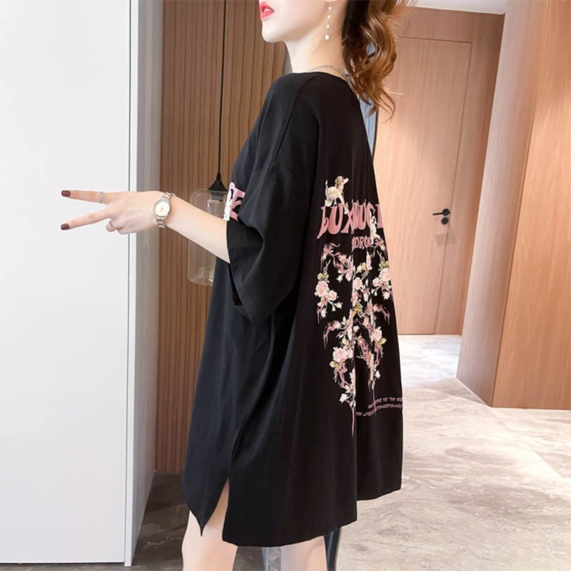 スタイリッシュ 切り替え 一目惚れ プリント Tシャツ カットソー＜S-3619＞