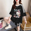 ルーズ レトロ プリント T シャツ + ショートパンツ セットアップ <S-13165>
