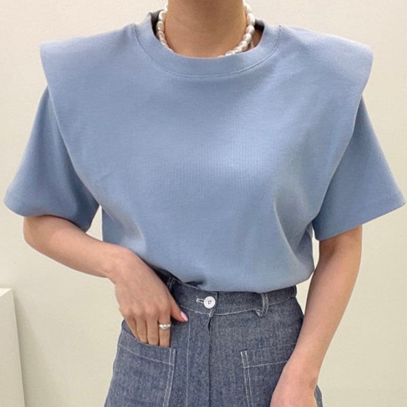 好感度満載 無地 美感いっぱい 切り替え Tシャツ カットソー＜S-3285＞