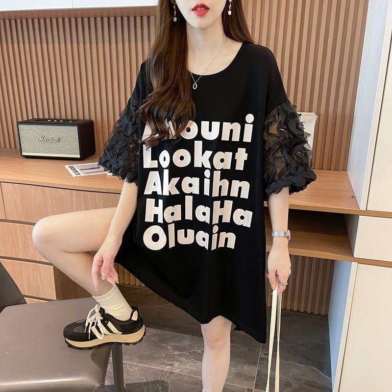 ファッション 切り替え 個性派 プリント 3色選択 半袖Tシャツ＜S-8548＞