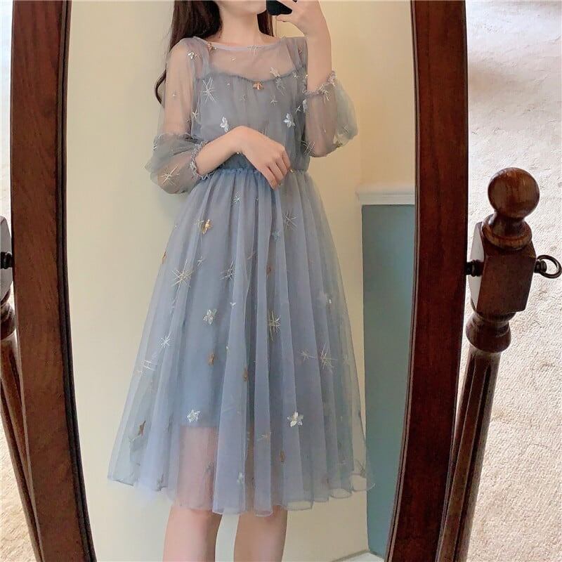 美人度アップ チュール チャーミング 切り替え ワンピース＜S-2896＞