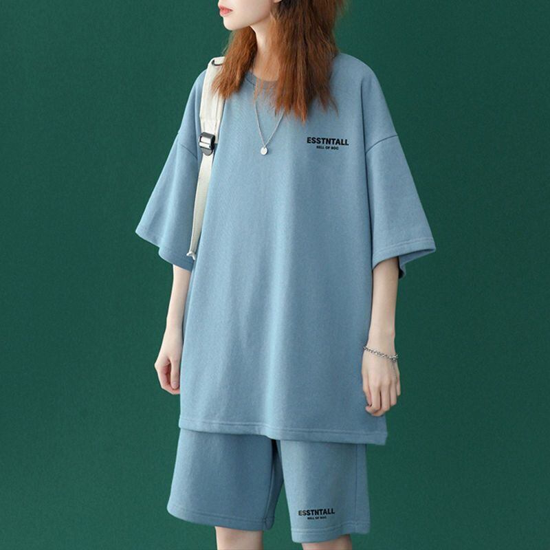 【半額セール】早い者勝ち  男女兼用 半袖Ｔシャツⅹパンツセット全4色<S-6549>