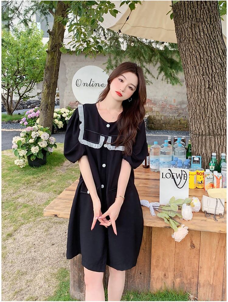 新商品 カジュアル 定番シンプル 切り替え ワンピース<S-8386>