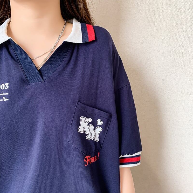 オシャレ度満点 切り替え カジュアル プリント Tシャツ カットソー＜S-3593＞