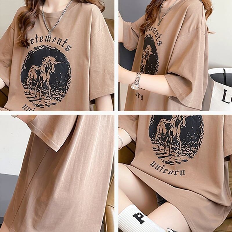 カジュアル 切り替え ファッション プリント Tシャツ カットソー＜S-3581＞