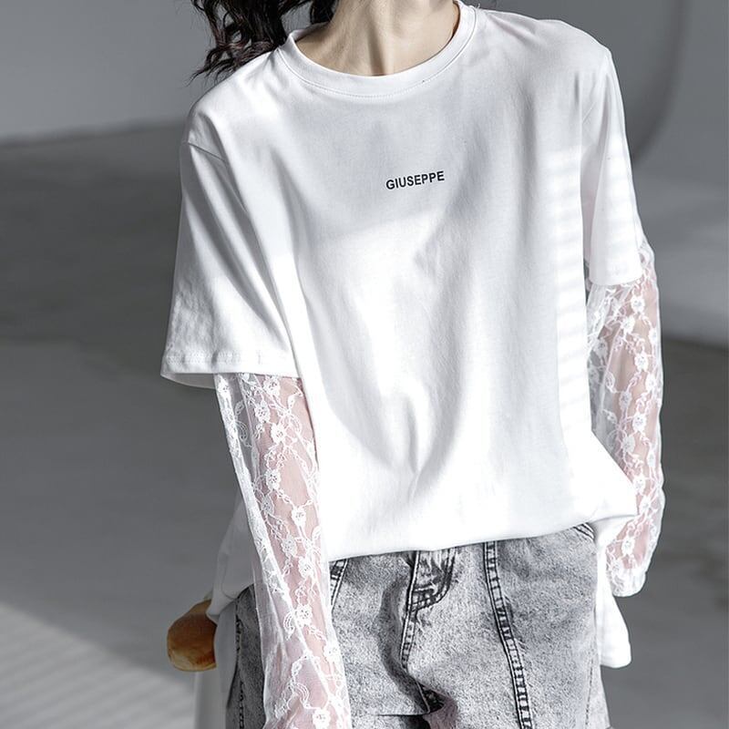 清純甘くて女子力UP 切り替え 美感いっぱい Tシャツ カットソー＜S-3020＞