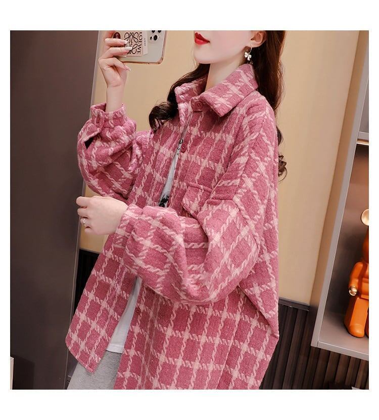 定番シンプル チェック柄 ポケット シャツ トップス 二色＜S-4048＞