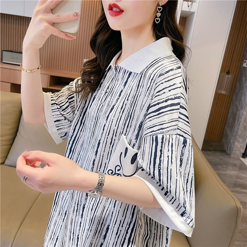 絶対流行 プリント カジュアル ゆったりトップス 半袖Tシャツ 全2色＜S-8314＞