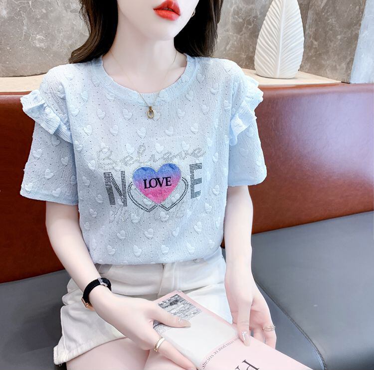 新商品 大人可愛い 話題沸騰中 ホットダイヤモンド 全3色 半袖Tシャツ<S-8868>