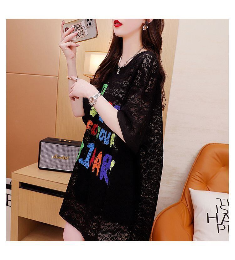 話題沸騰中 透かし彫り レース 2色選択 半袖Tシャツ＜S-8525＞