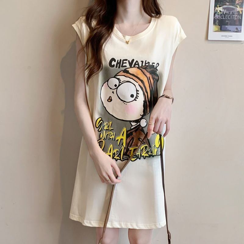 真夏も快適 着心地良い ファッション感満々 プリント全4色 ノースリーブ Tシャツ カットソー＜S-9161＞