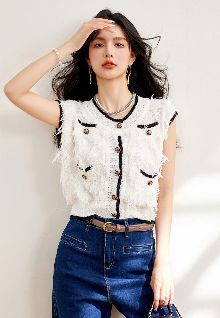 美人度アップ ファッション 上品 フリンジ ブラウス＜S-8325＞