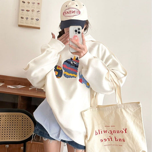 大人可愛い ゆったり 刺?ロゴ パーカ 全4色トップス＜S-4811＞