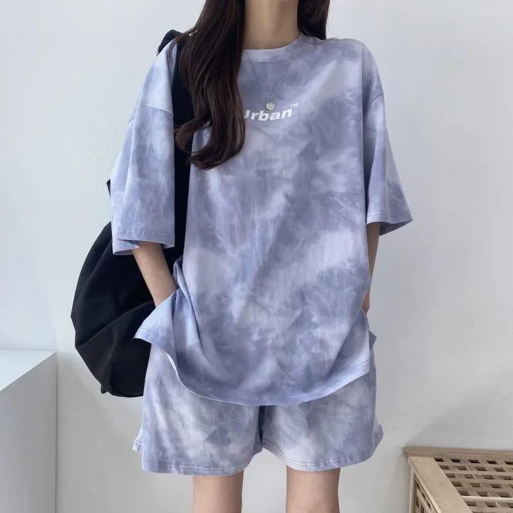 売り切れ必至 絞り染め カジュアル モーダル 半袖Ｔシャツⅹパンツセット全4色 <S-8681>