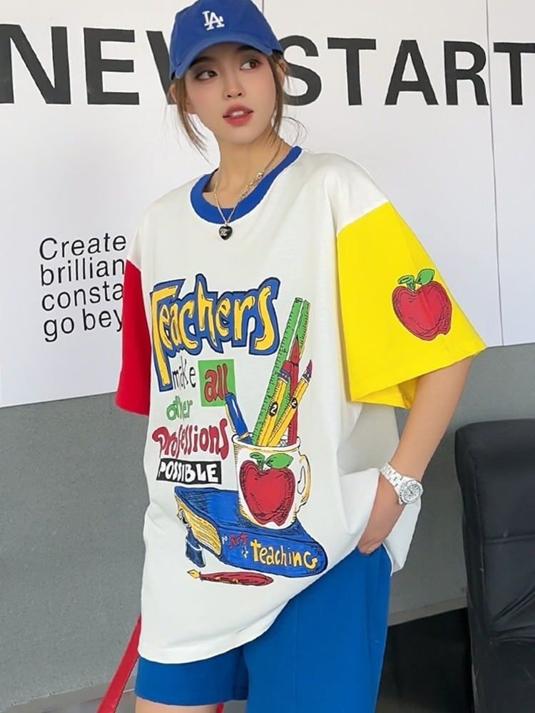 【半額！期間限定！！】カジュアル ルーズ キュート Tシャツ<S-6611>