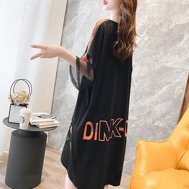 春夏新作 プリントTシャツ ロング アルファベット ＜S-2809＞