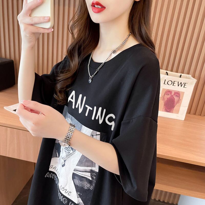 質感のいい 半袖 ラウンドネック Tシャツ ワンピース ＜S-8638＞