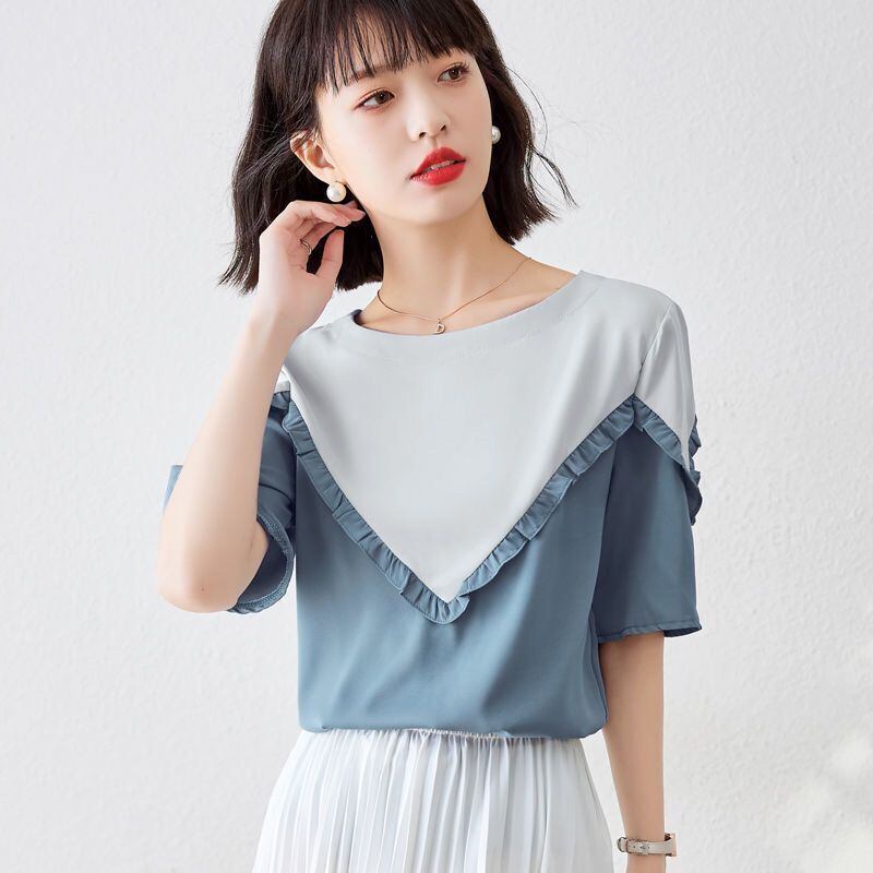 【半額！期間限定！！】 ファッション 定番シンプル 上質 シフォン 半袖<S-6595>