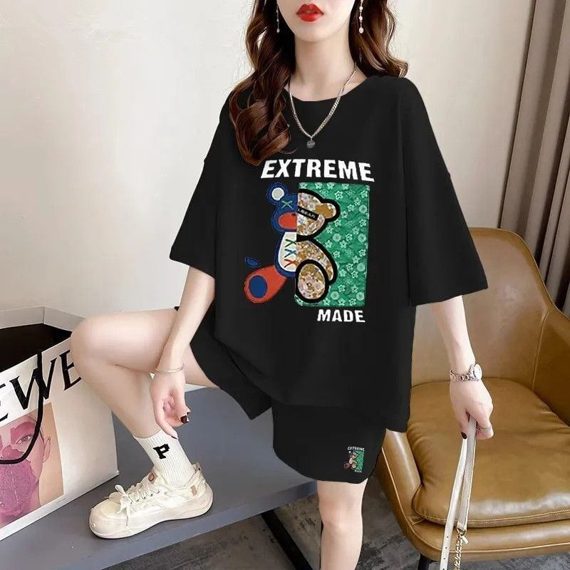真夏も快適 全4色 軽くて涼しくて可愛い！カジュアル 半袖 Tシャツ ショートパンツ セットアップ ＜S-9204＞