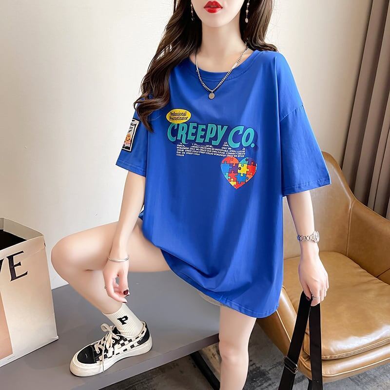 デザイン感 切り替え チャーミング プリント Tシャツ カットソー＜S-3409＞