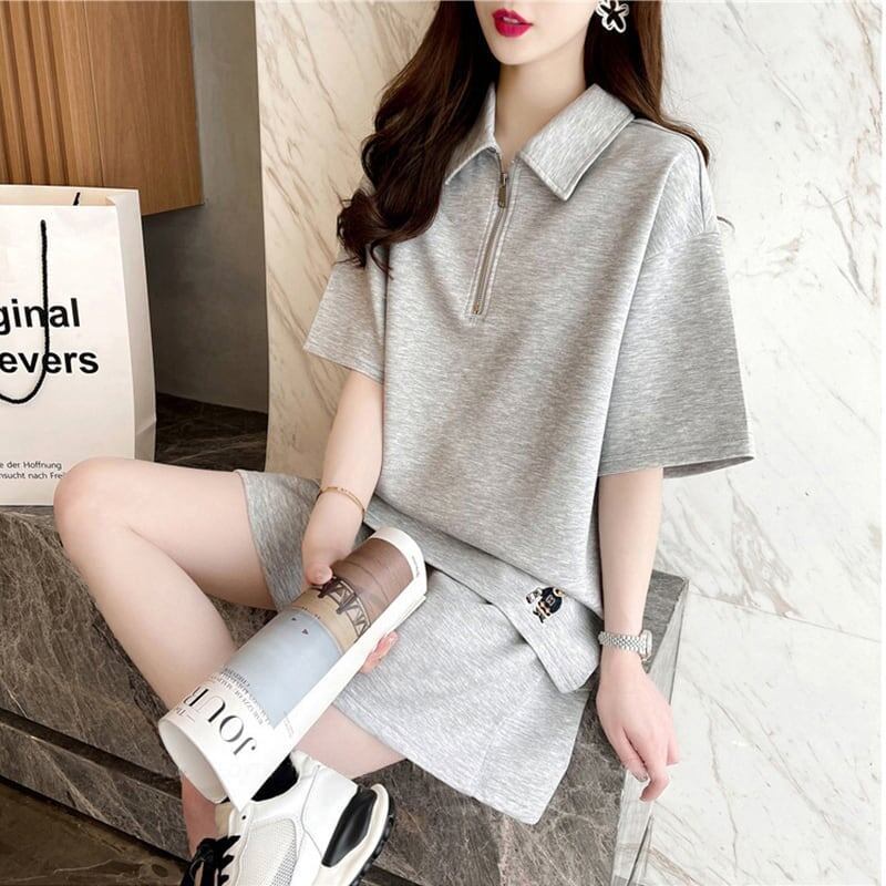 ファッション 切り替え ゆったり感アップ Tシャツ＋ショートパンツ セットアップ＜S-3616＞