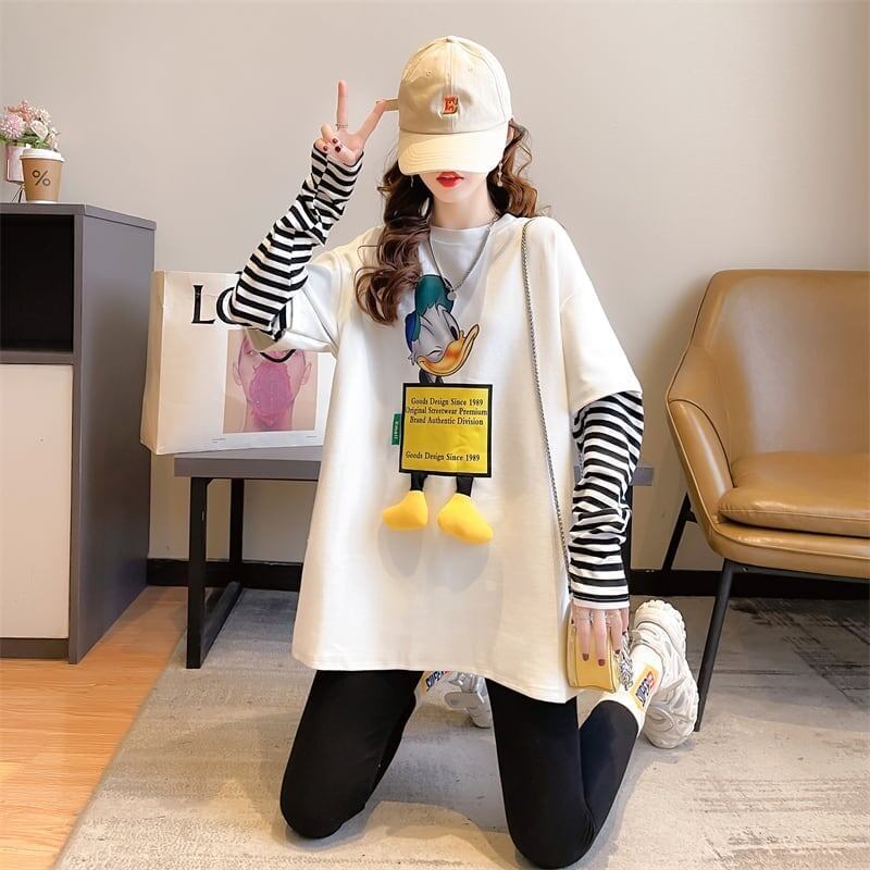 個性的なデザイン ラウンドネック 知的で品の良い カートゥーンプリント シャツ ブラウス＜S-2665＞