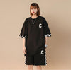超人気  ルーズ アメリカンスタイルのカジュアルなクロップドジャケット<S-5164> 半袖Ｔシャツⅹパンツセット全2色 <S-8209>