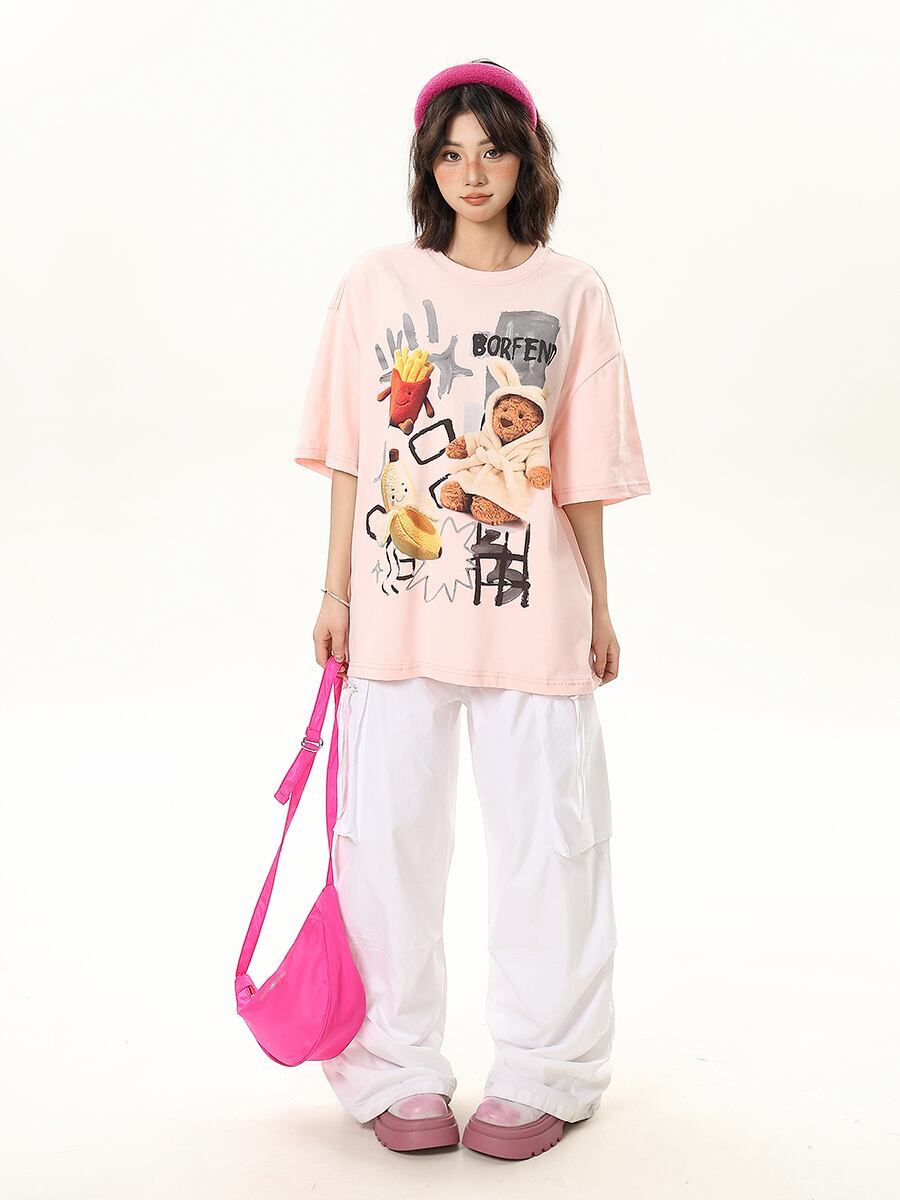 売れ筋 早い者勝ち 絶対流行 カジュアル 2色選択 Tシャツ<S-11178>