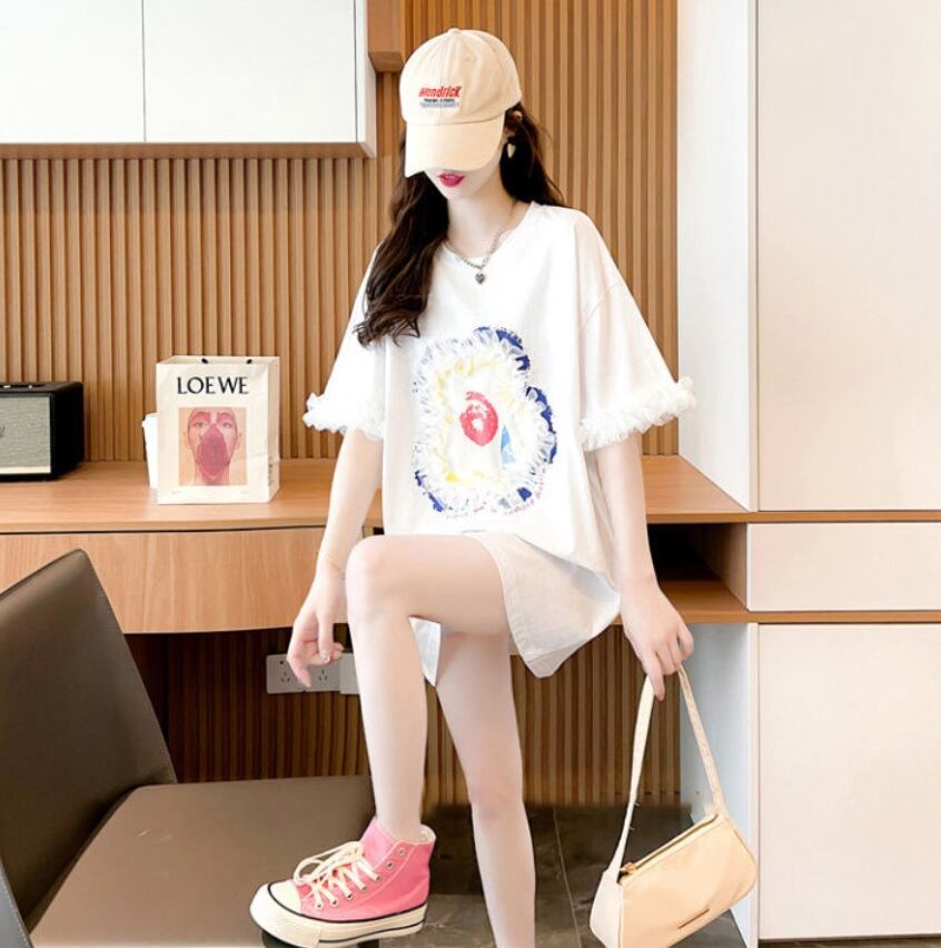 新作 好感度満載 個性的なデザイン ラウンドネック Tシャツ カットソー＜S-8405＞