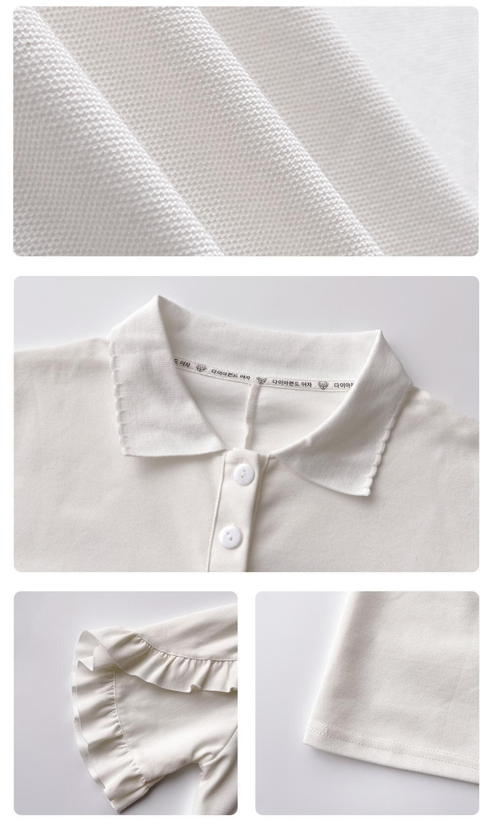 おすすめ POLOネック シンプル フリル ロング Tシャツ 三色 ゆったり半袖 ＜S-3055＞