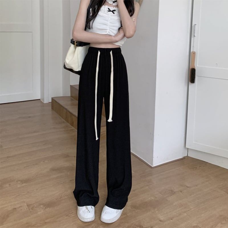ルーズ 引き紐 ファッション ワイドパンツ ボトムス＜S-3032＞