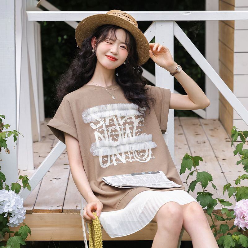 【半額！期間限定！！】大好評 スウィート 大人可愛い プリント レイヤード風 ワンピース<S-8683>