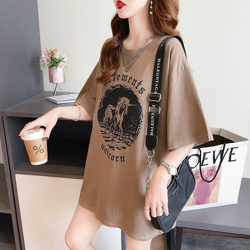 カジュアル 切り替え ファッション プリント Tシャツ カットソー＜S-3581＞