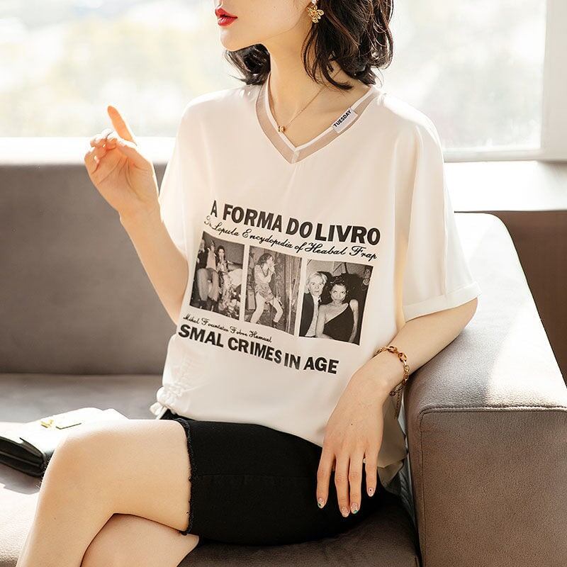話題沸騰中 ファッション 着回し力抜群 プリント 2色選択 半袖Tシャツ＜S-8621＞